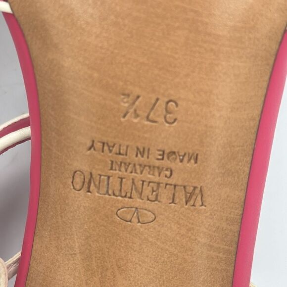 VALENTINO Free Rockstud Pink/White Leather Sandal EU 37.5/ US 7.5 - Picture 10 of 13